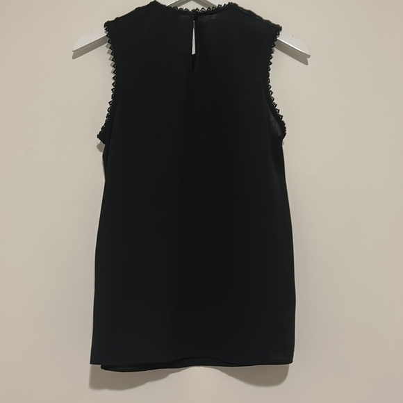 HALOGEN Black Lace Yoke Sleeveless Blouse, Small - Picture 7 of 10